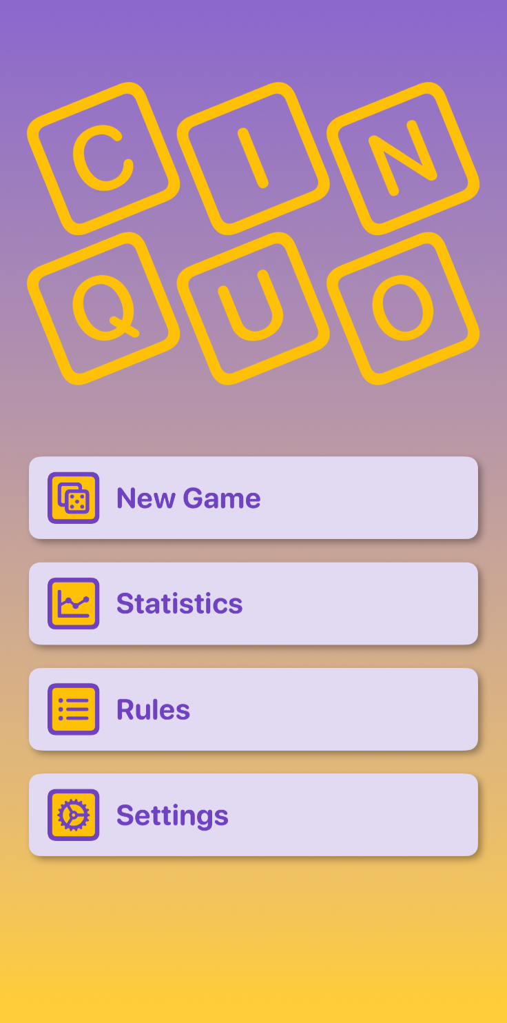 Cinquo — Main screen