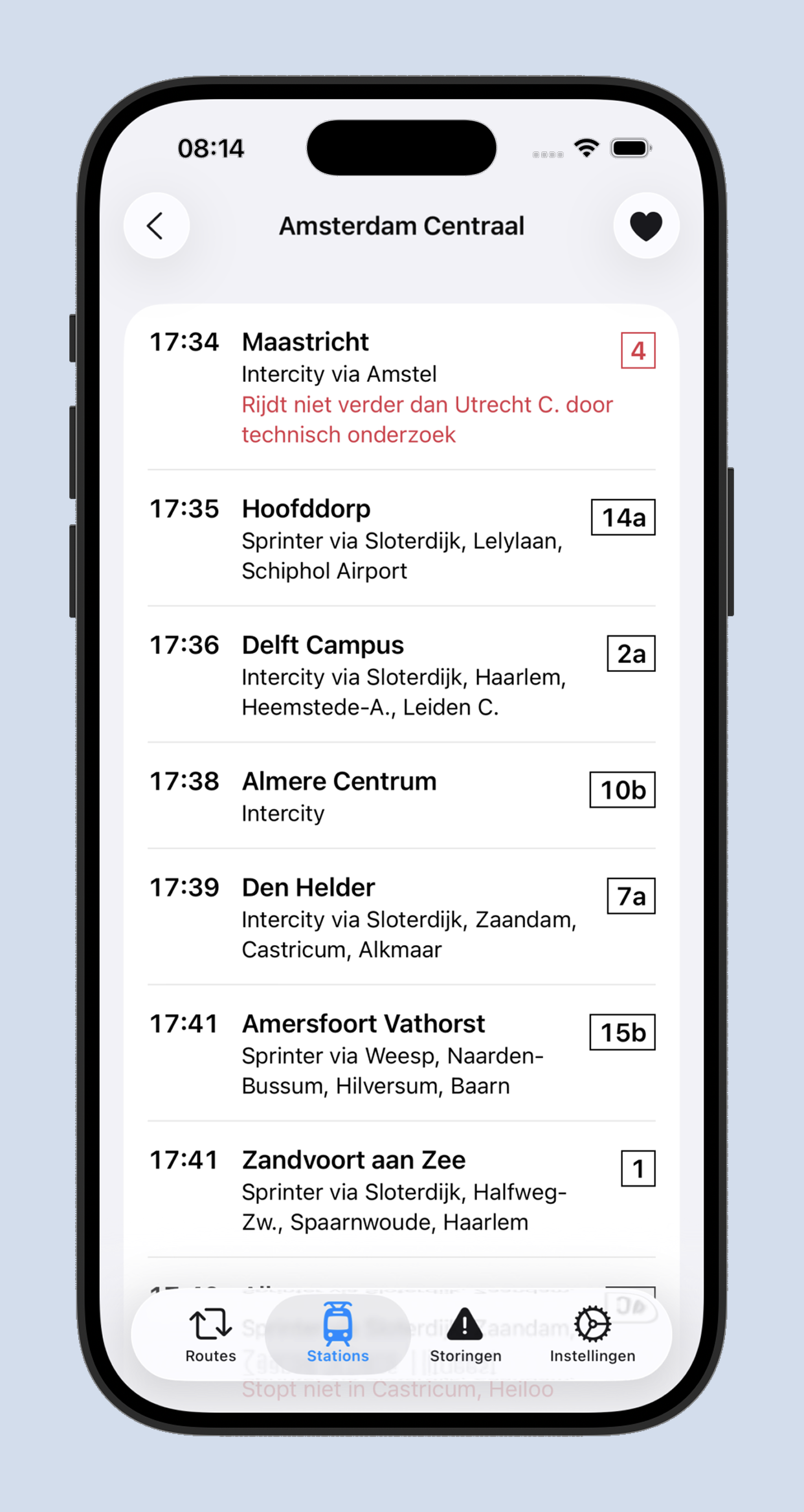 Forens — Vertrektijden scherm