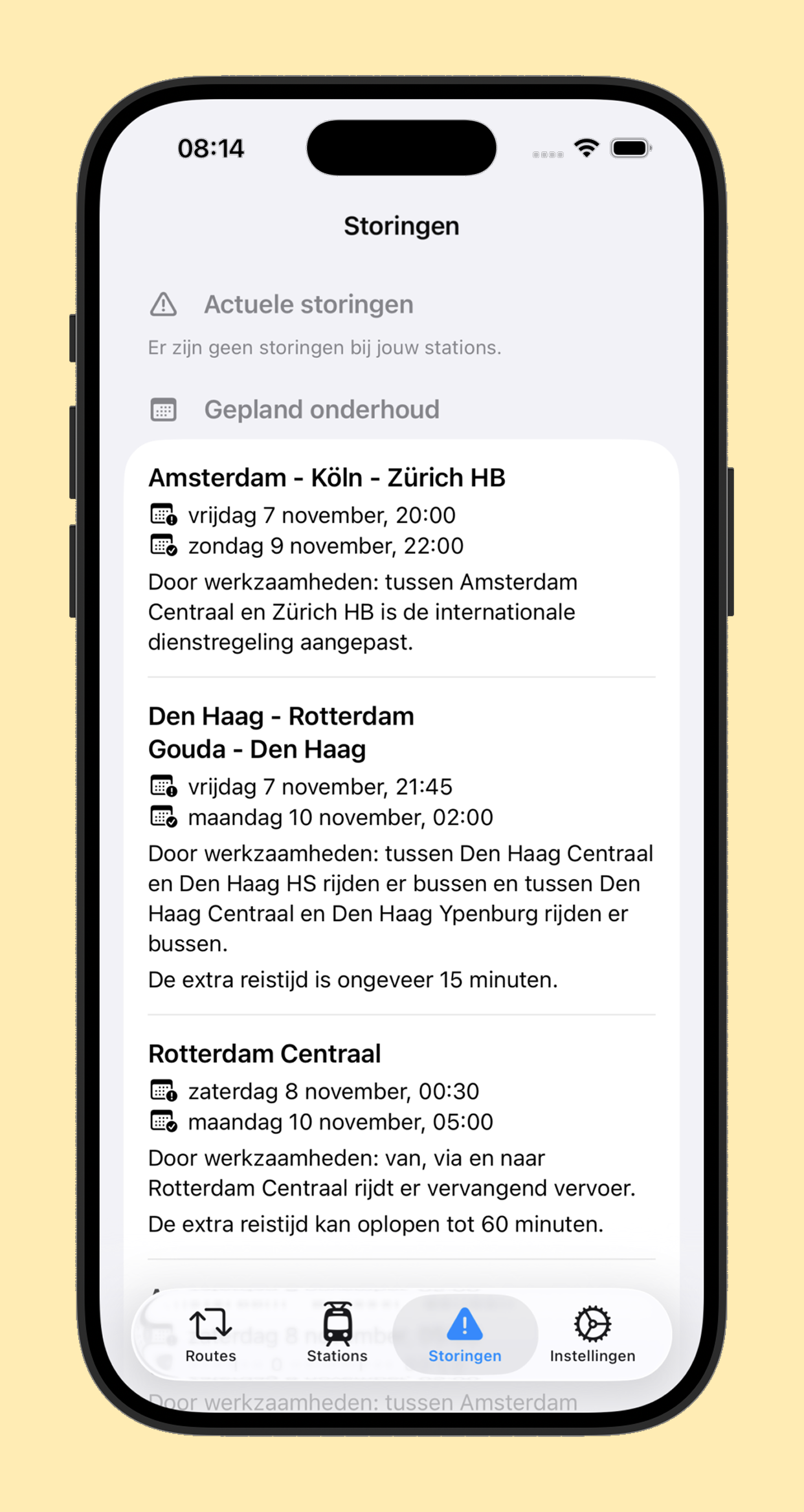 Forens — Storingen scherm